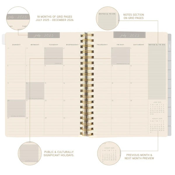 Block Print Floral 6 x 8 18-Month Hardbound Spiral Planner