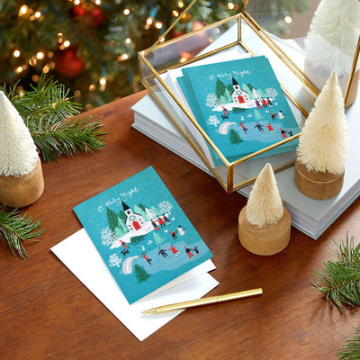Church and Town Packaged Christmas Cards, Set of 5