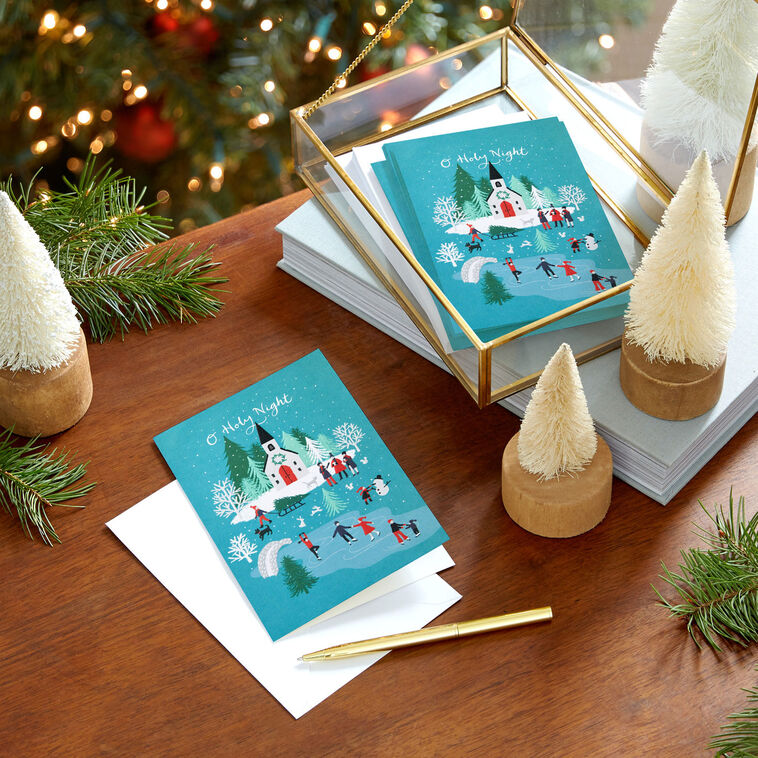 Church and Town Packaged Christmas Cards, Set of 5