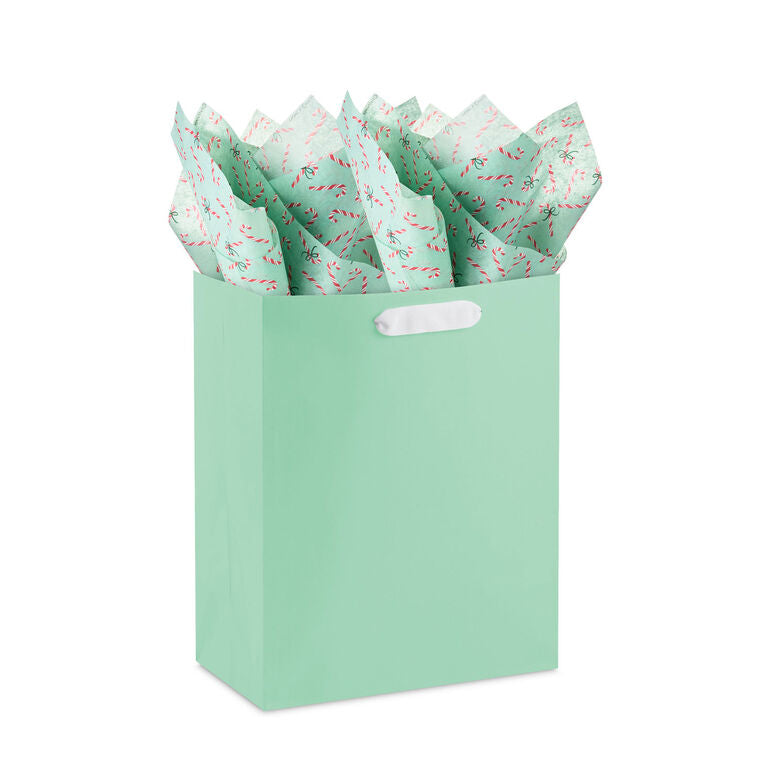 Peppermint-Scented Candy Canes on Green Christmas Tissue Paper, 4 sheets