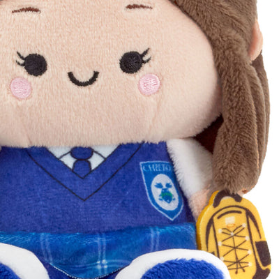 Gilmore Girls plush set of Lorelai and Rory with magnets, pink sweater and school uniform, embroidered features.
