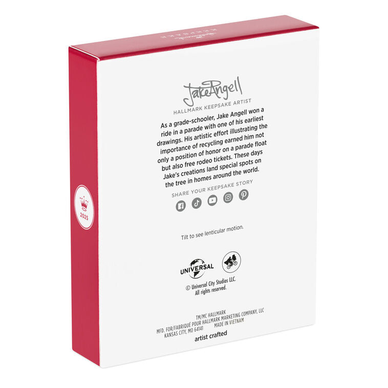 Jaws 50th Anniversary ornament, Amity Island billboard, lenticular image, shark fin, Hallmark Keepsake Christmas decoration.