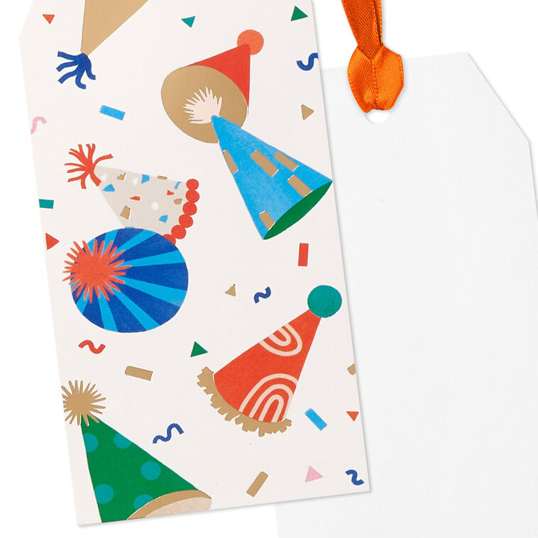 Party Hats and Confetti Large Gift Tag