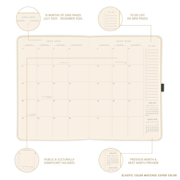 Modern 6 x 8 18-Month Vegan Leather Planner