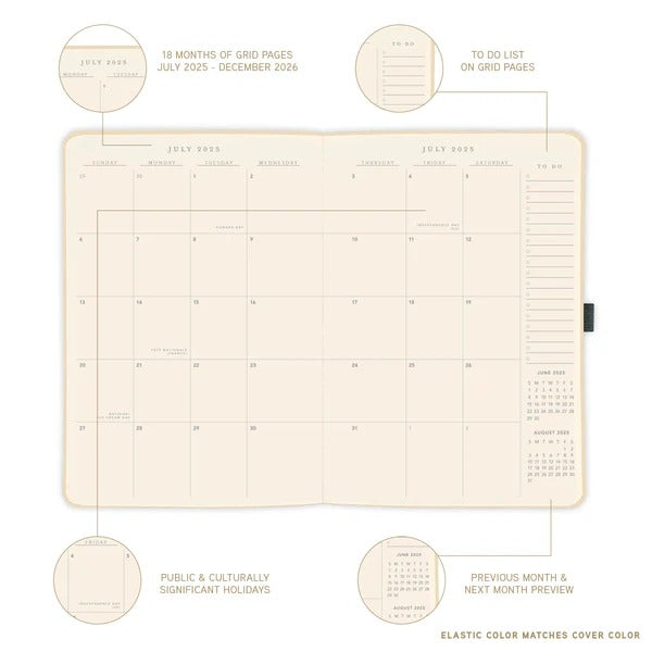 Sage Peanuts® 6 x 8 18-Month Vegan Leather Planner