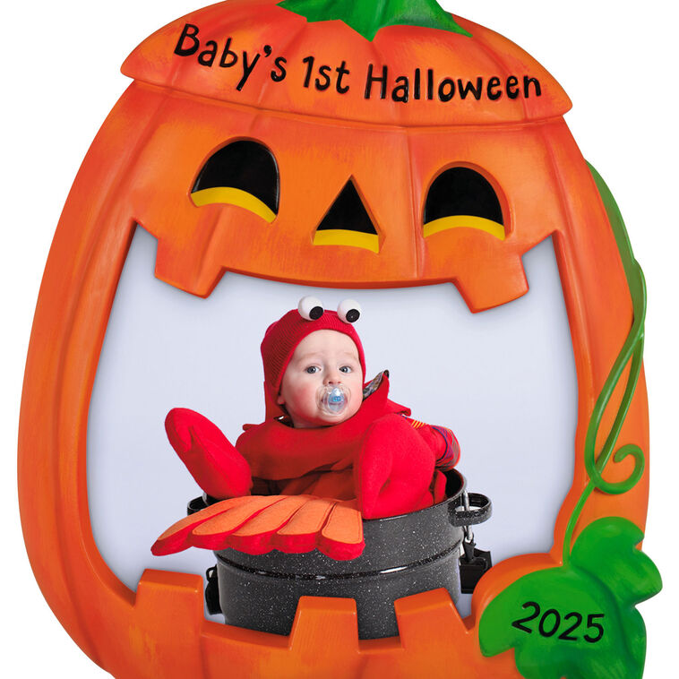 Halloween photo frame ornament with jack-o’-lantern design and 2025-year date for baby&