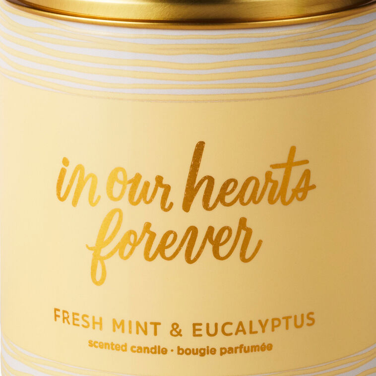 In our hearts forever fresh mint & eucalyptus scented jar candle, 7 oz.