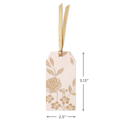 Gold Flowers on Pink Large Gift Tag