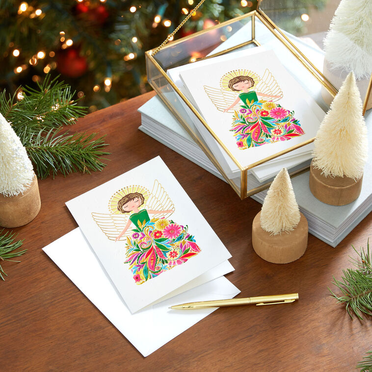 UNICEF Floral Angel Boxed Christmas Cards, Pack of 12