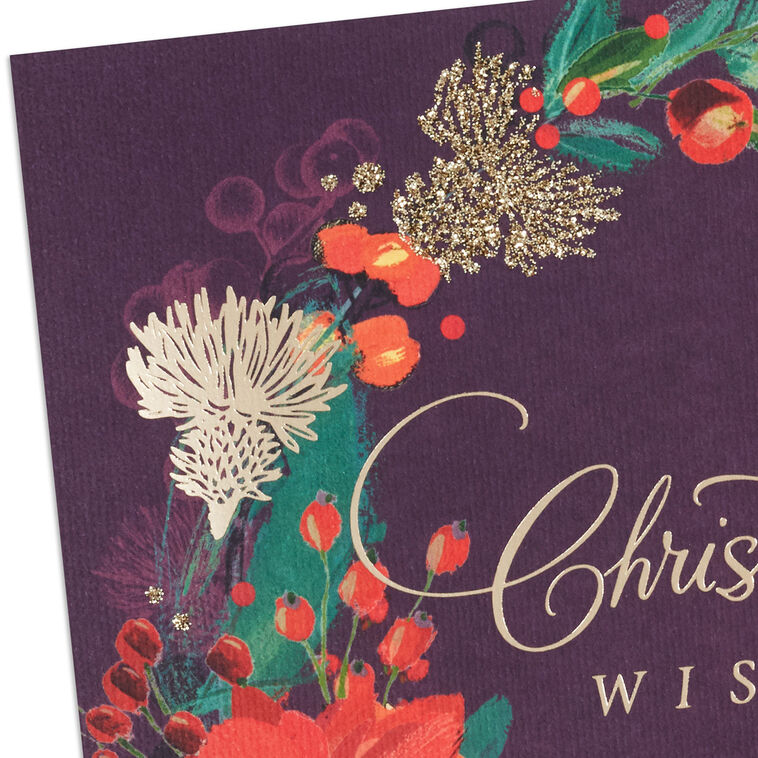 Poinsettia Wreath Boxed Christmas Cards, Pack of 12