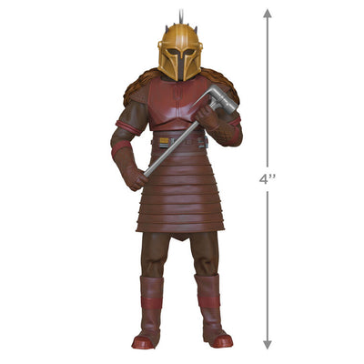 Star Wars Mandalorian The Armorer ornament, Hallmark Keepsake 2025, warrior in gold helmet forging beskar armor, Disney collectible.