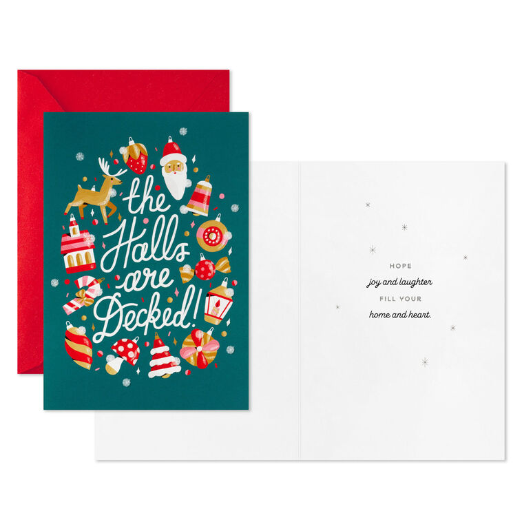 The Halls Are Decked Boxed Christmas Cards, Pack of 16