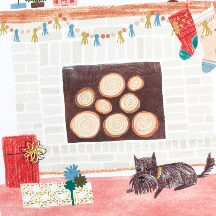 Warm and Cozy Fireplace Packaged Christmas Cards, Set of 5