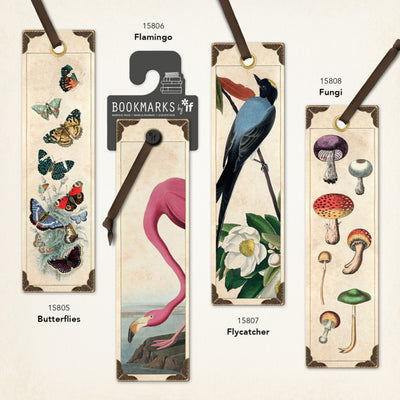 Magnetic bookmarks from the Vintage Collection featuring pink flamingos and tropical foliage in a vintage illustration style.