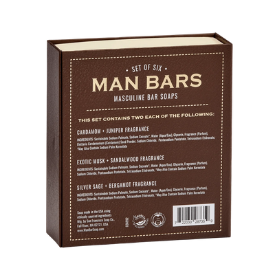 Man Bar Hair & Body Soap 6pc Gift Set