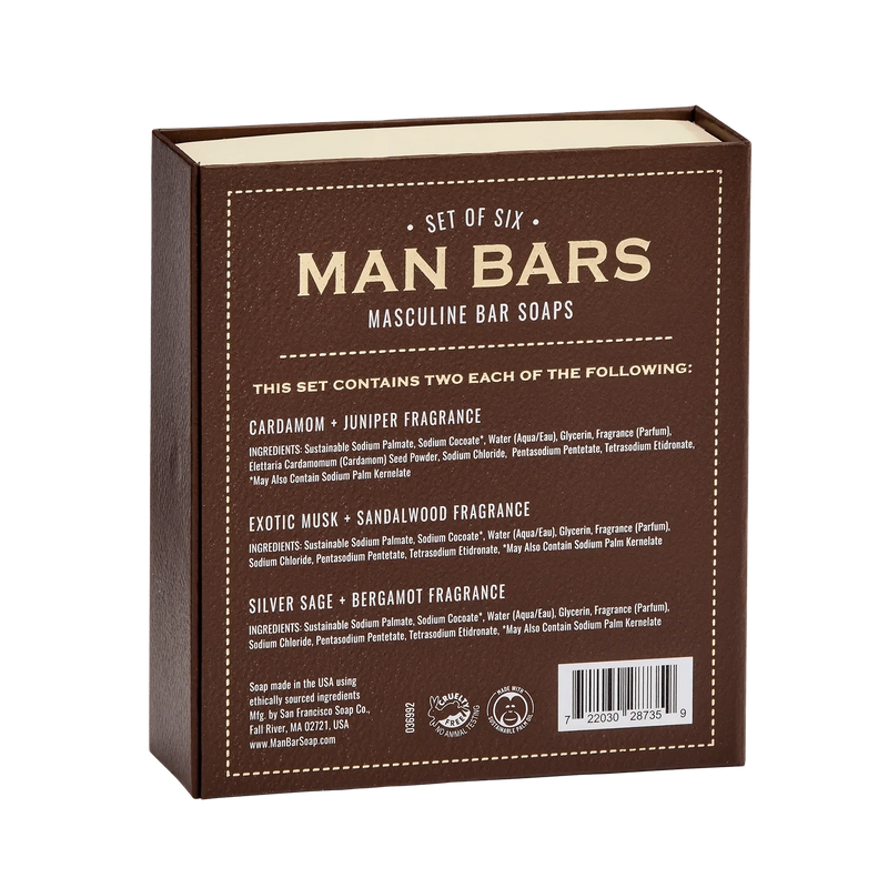 Man Bar Hair & Body Soap 6pc Gift Set