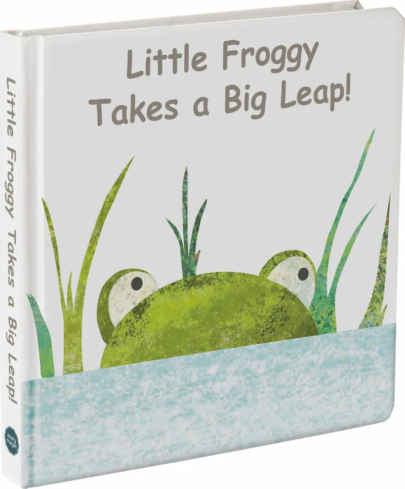 A colorful 8x8-inch board book titled "Little Froggy Takes a Big Leap" with full-color illustrations by Mary Meyer artists.
