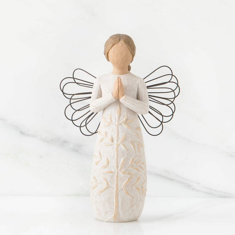 Willow Tree A Tree A Prayer angel figurine with wire wings and hands in prayer.