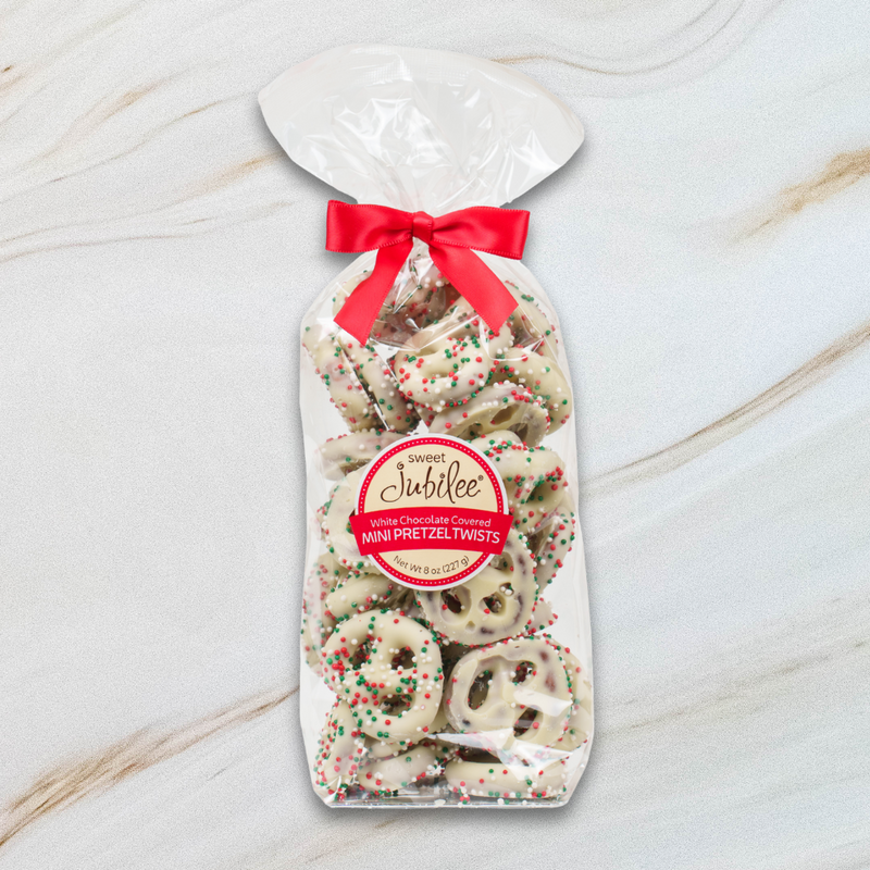 Holiday White Chocolate Covered Mini Pretzel Twists 8 oz