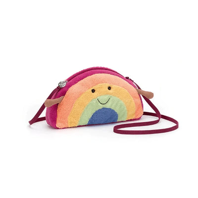 Rainbow colored purse with a strap