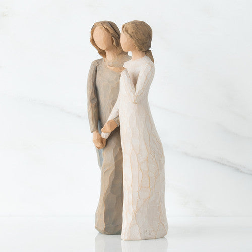 Willow Tree figurine of two women standing side by side with arms connected.