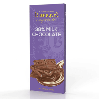 Bissinger's milk chocolate bar with purple wrapper