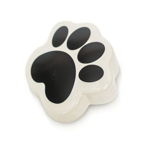Nora Fleming paw print mini with playful pet-themed design; perfect for animal lovers and pet gatherings; hand wash only.

