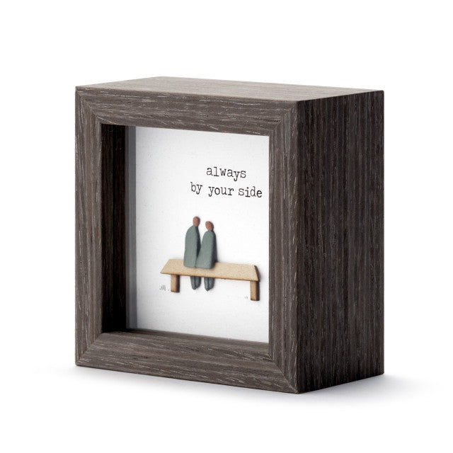 Wooden shadow box with comforting Always By Your Side message, accompanied by a heart design, perfect for gifts of love and support.