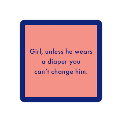 DRINKS ON ME COASTERS DIAPER COASTER 