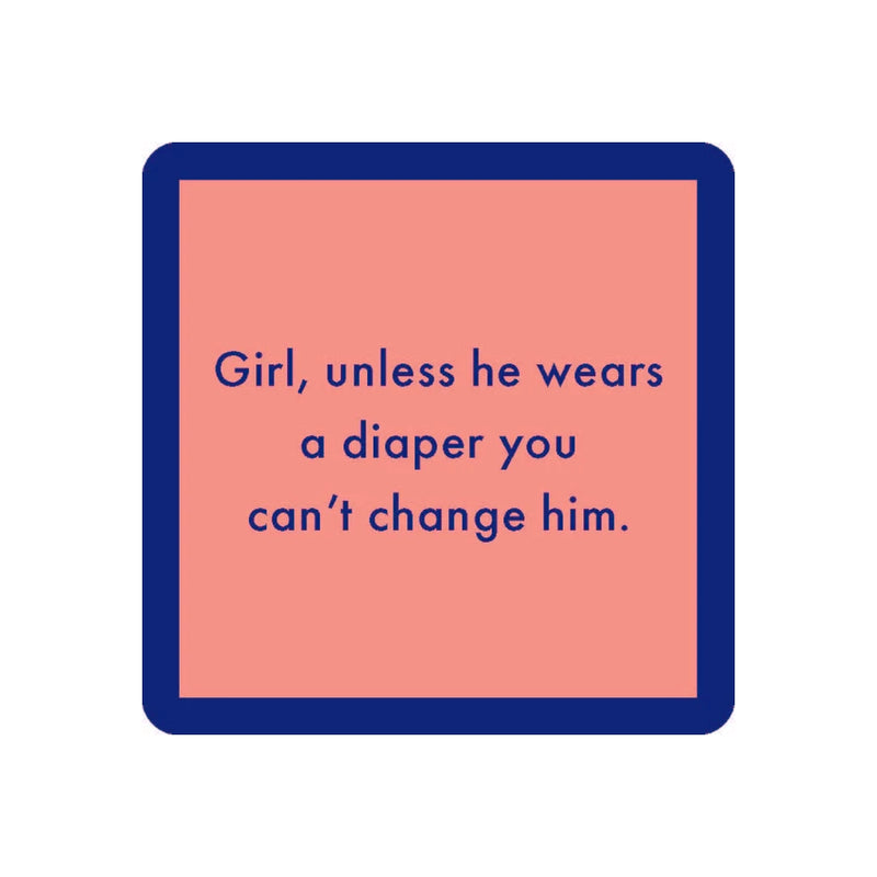 DRINKS ON ME COASTERS DIAPER COASTER 