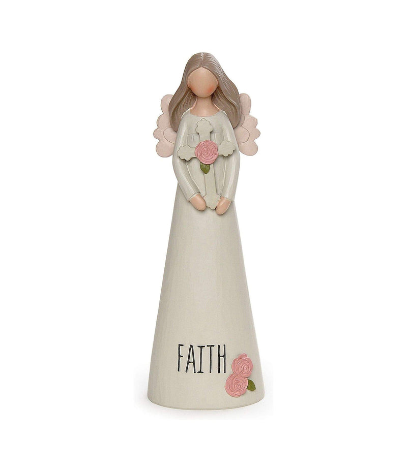 Faith Angel with Cross Figurine Ideal for display on a tabletop or as part of a shelf arrangement, decorate your home