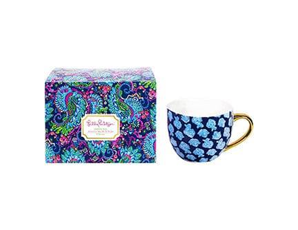 Ceramic Coffee Mug: Take Me to the Sea with the Latest Lilly Print, a Luxe Gold Handle, and a Gilded Message on the Inside