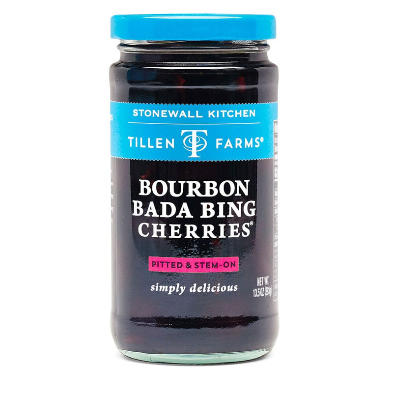 Bourbon, Bada Bing Cherries A splash of warm, spicy bourbon turns our Northwest-grown, pitted, and stem-on Bada Bing Cherries into the perfect, boozy bite.