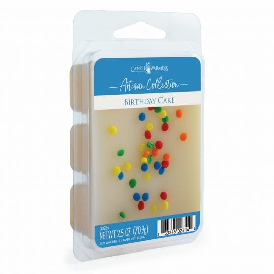 Birthday Cake: Artisan Wax Melts Rich white cake and creamy sprinkled frosting.