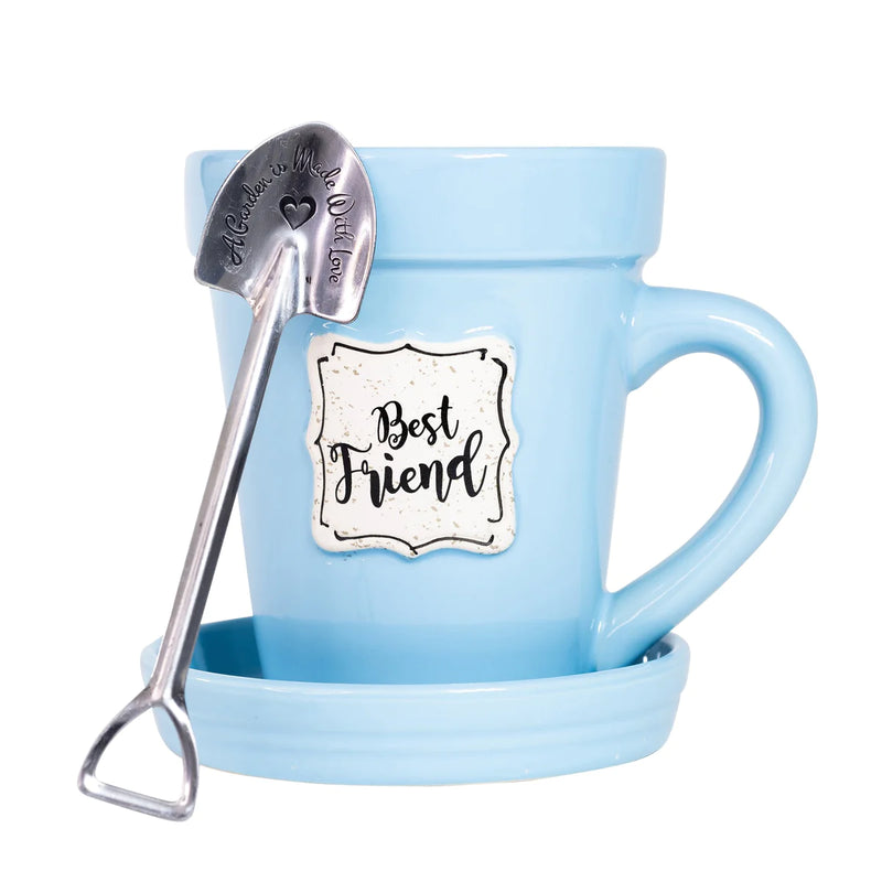 Flower Pot Mug - "Best Friend" - Blue