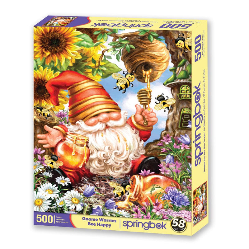 500-Piece Gnome Worries Bee Happy Jigsaw Puzzle