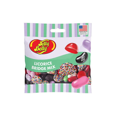 3.5 oz. Licorice Bridge Mix, a collection of licorice candies, including licorice pastilles, encased in colorful, crisp, toothsome shells. 