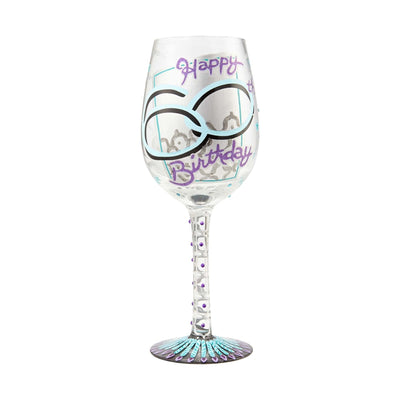 60th Birthday Wine Glass with a unique cocktail recipe under the base