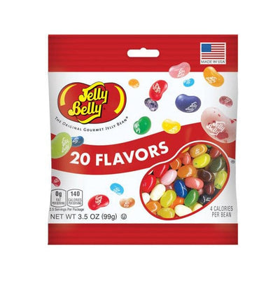 Jelly Beans, 20 Flavors, 3.5 oz., with 20 top flavors randomly mixed in one bag. 