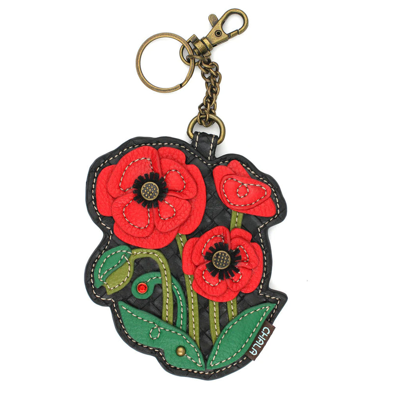 Key Fob/Coin Purse - Red Poppy
