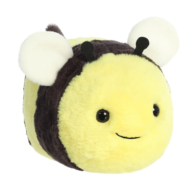 Black and white plush bee with yellow wings