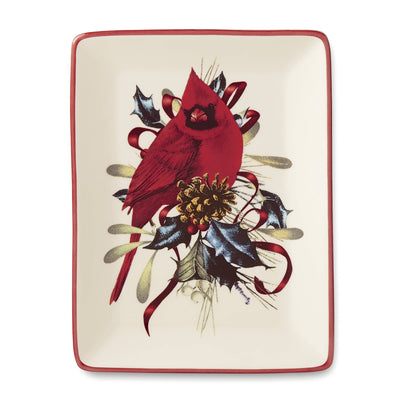 Winter Greetings™ Spoon Rest with crafted of ivory ceramic, features burgundy trim