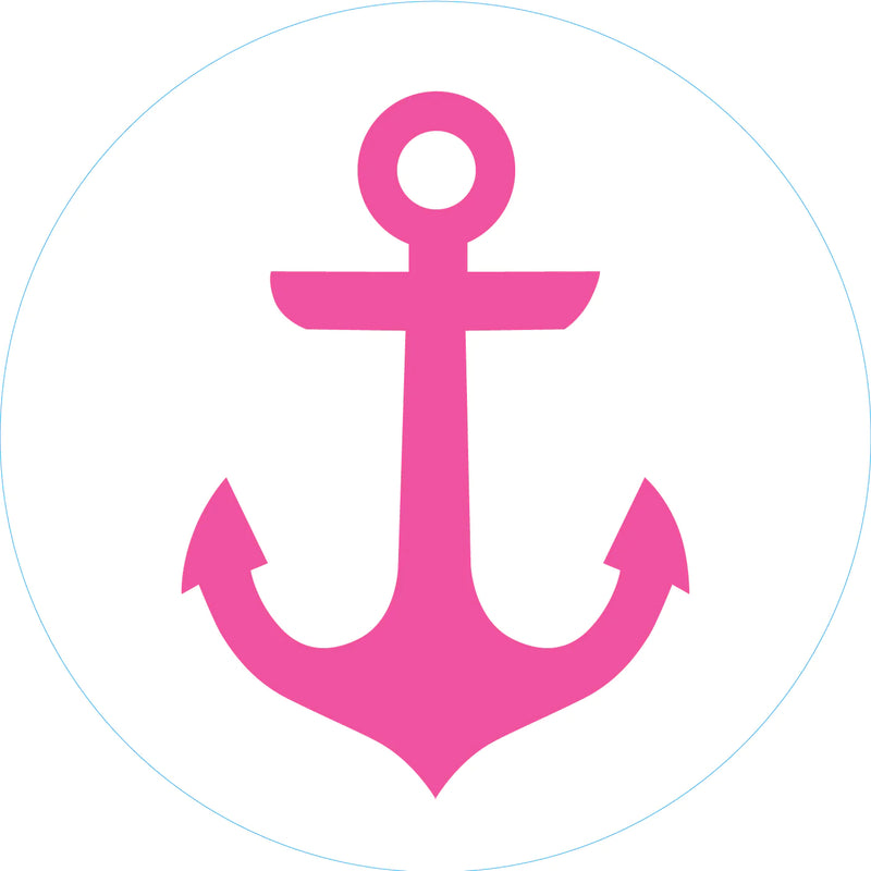 Pink anchor clip art inside a white circle. Black text "土" in the upper right corner. 