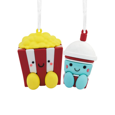 the set of two Hallmark Better Together Popcorn and Slushie Magnetic Ornaments for the Tree
