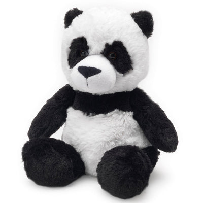 soothes, warms, and comforts a 2-pound baby. plush black and white panda.