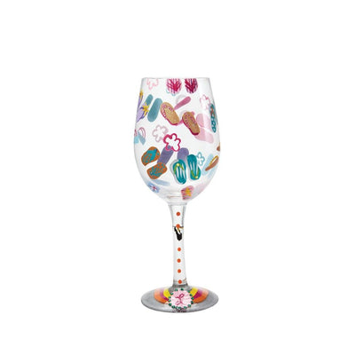 Flip Flops Too Wine Glass with a beautiful gift box with a unique cocktail recipe painted