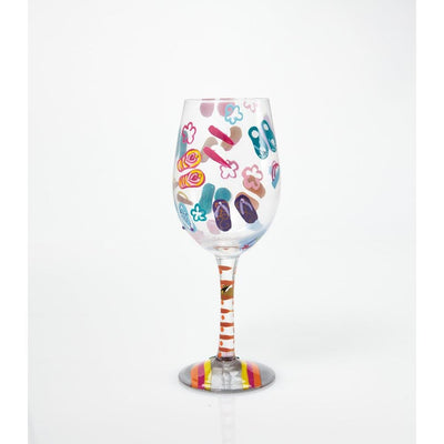 Flip Flops Too Wine Glass with a beautiful gift box with a unique cocktail recipe painted