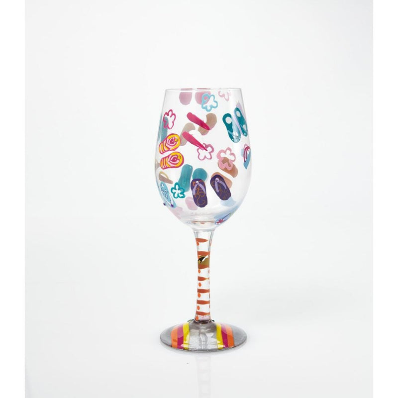 Flip Flops Too Wine Glass with a beautiful gift box with a unique cocktail recipe painted