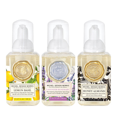 Lemon Basil, Lavender Rosemary, and Honey Almond Mini Foaming Hand Soap Set