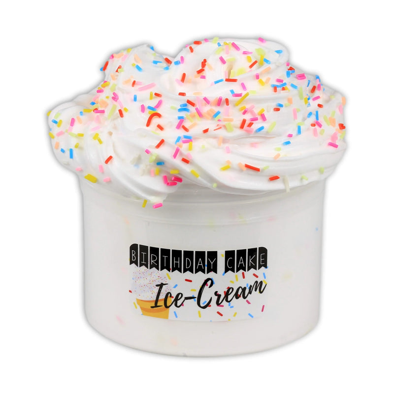 Ice cream cup with vanilla and chocolate ice cream topped with whipped cream, sprinkles, and a cherry. Text on cup reads Ice-Cream